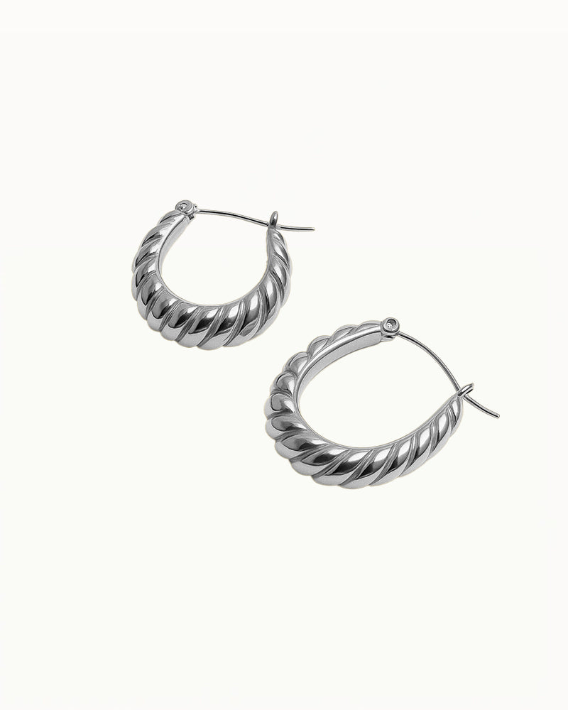 Ribbed Hoop Earrings - Amelia