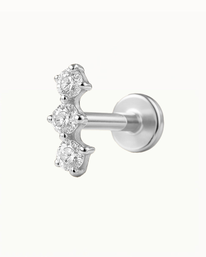 Titanium Piercing met Drie Kristallen - Arabella