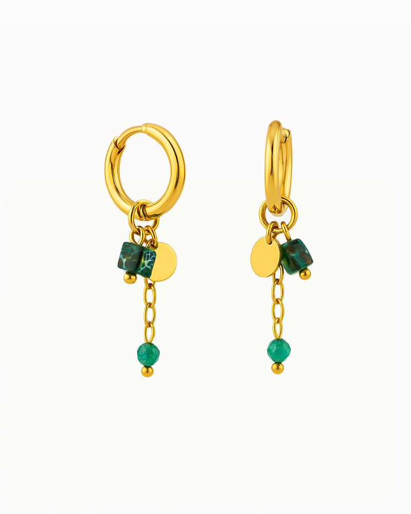 Green Gemstone Beaded Earrings - Brianna