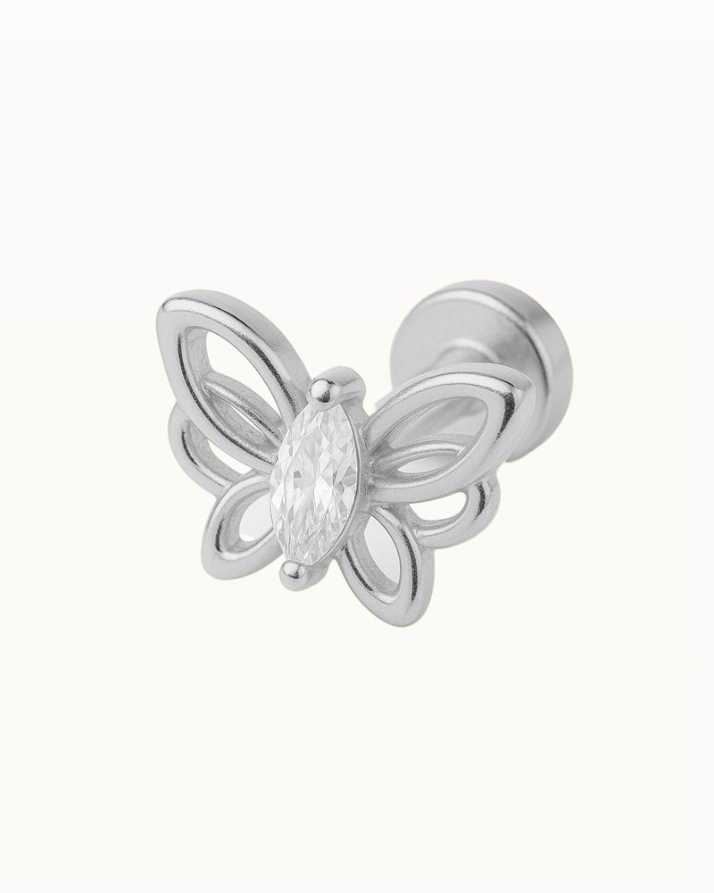 Piercing en titane Vlinder avec grand cristal - Cataleya