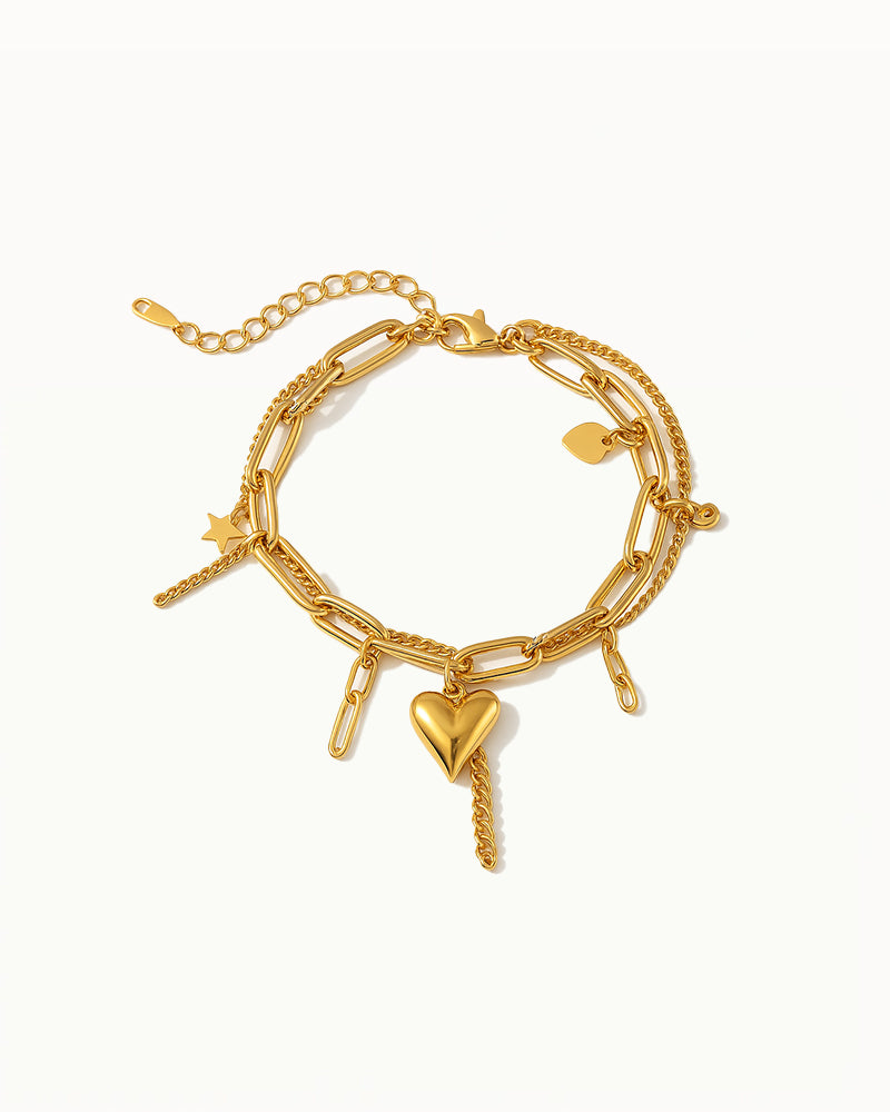Goldenes Gliederarmband mit Anhängern - Cheyenne