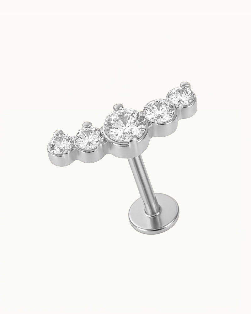 Piercing en titane avec cristaux ronds - Esia