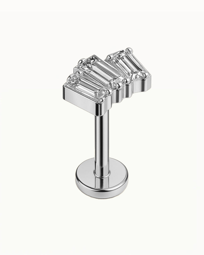 Piercing en Titane avec des Cristaux Rectangulaires - Émeraude