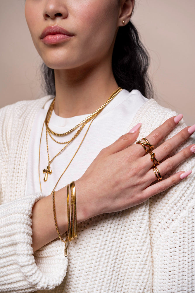 Dreifach flaches Goldarmband - Kayleigh