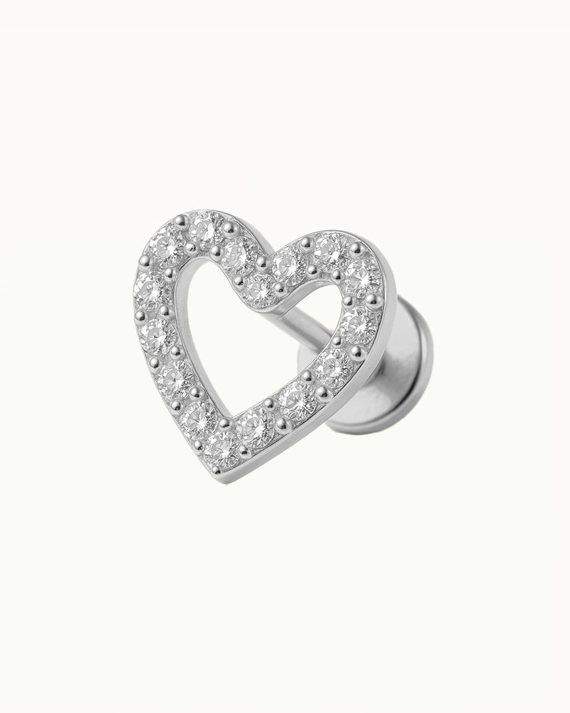 Piercing en titane en forme de cœur avec des cristaux - Joanne