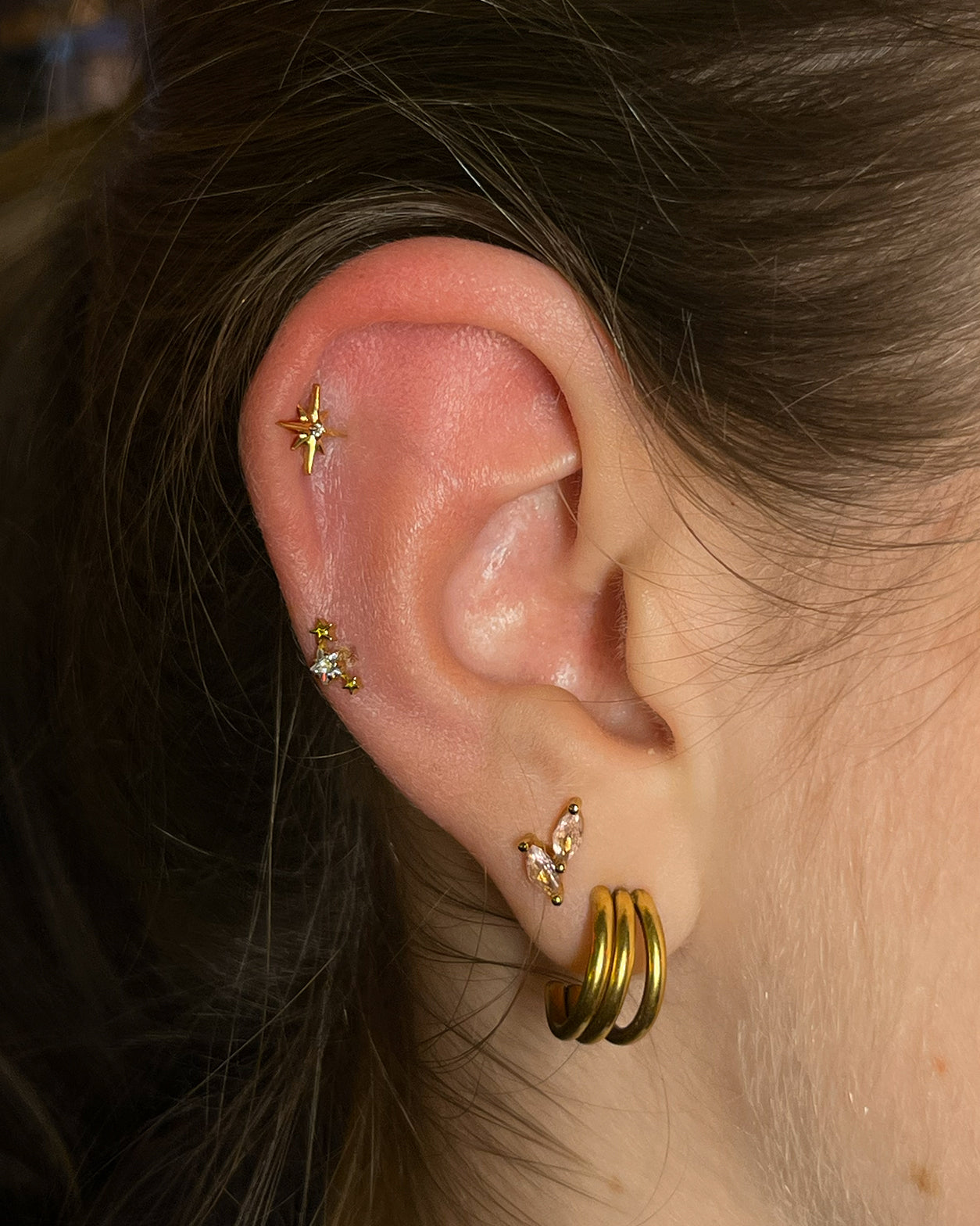 Titanium Piercing met Ster en Kristal - Margot