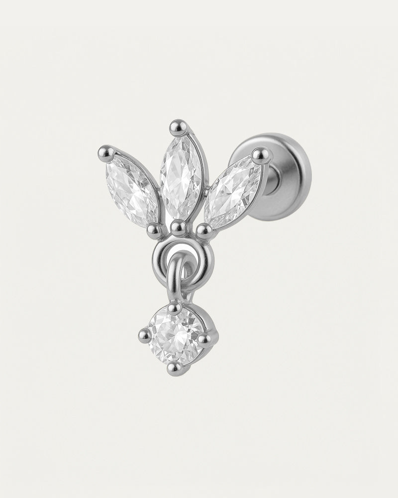 Titanium Piercing with Flower Shaped Crystal - Maya