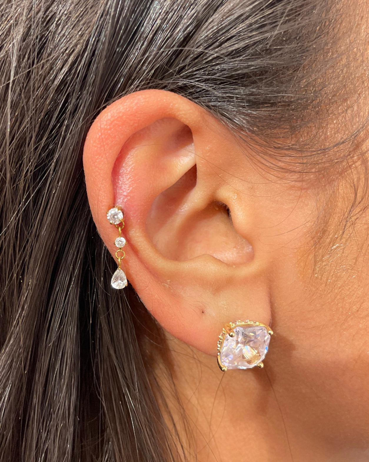 Titanium Dangle with Drop Shaped Crystal - Sienna