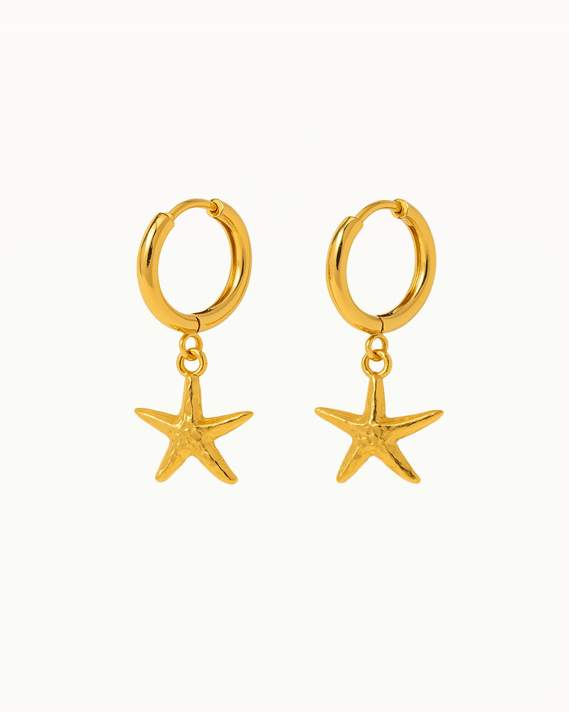 Gold-colored Earrings with Starfish Pendant - Sterre