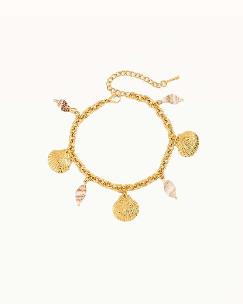 Goldenes Gliederarmband mit Muschelanhängern - Adisa