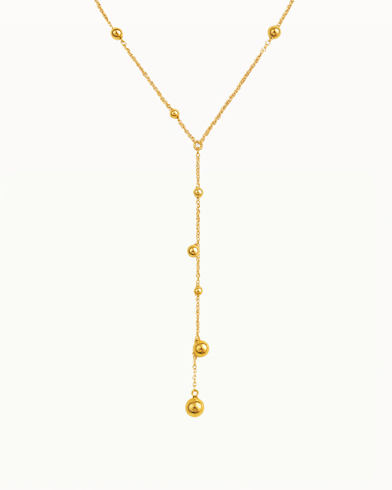 Goldene Y-Halskette mit minimalistischen Perlen – Nyra