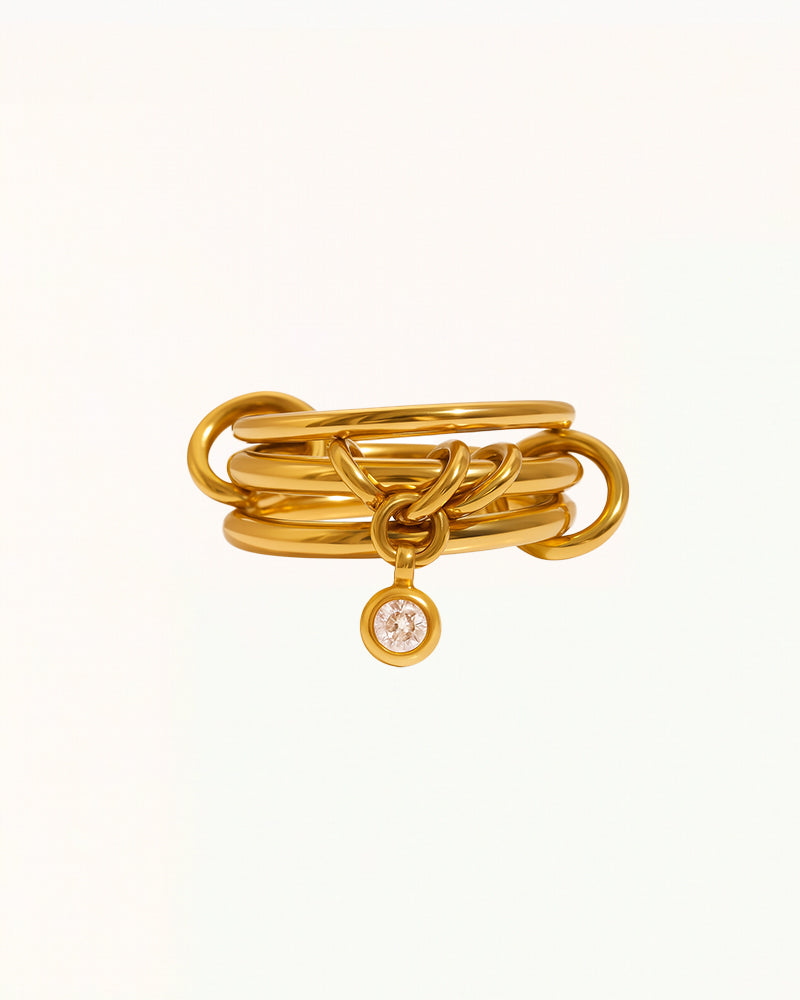 Gouden Ring met Hanger en Steentje - Kaia - R79