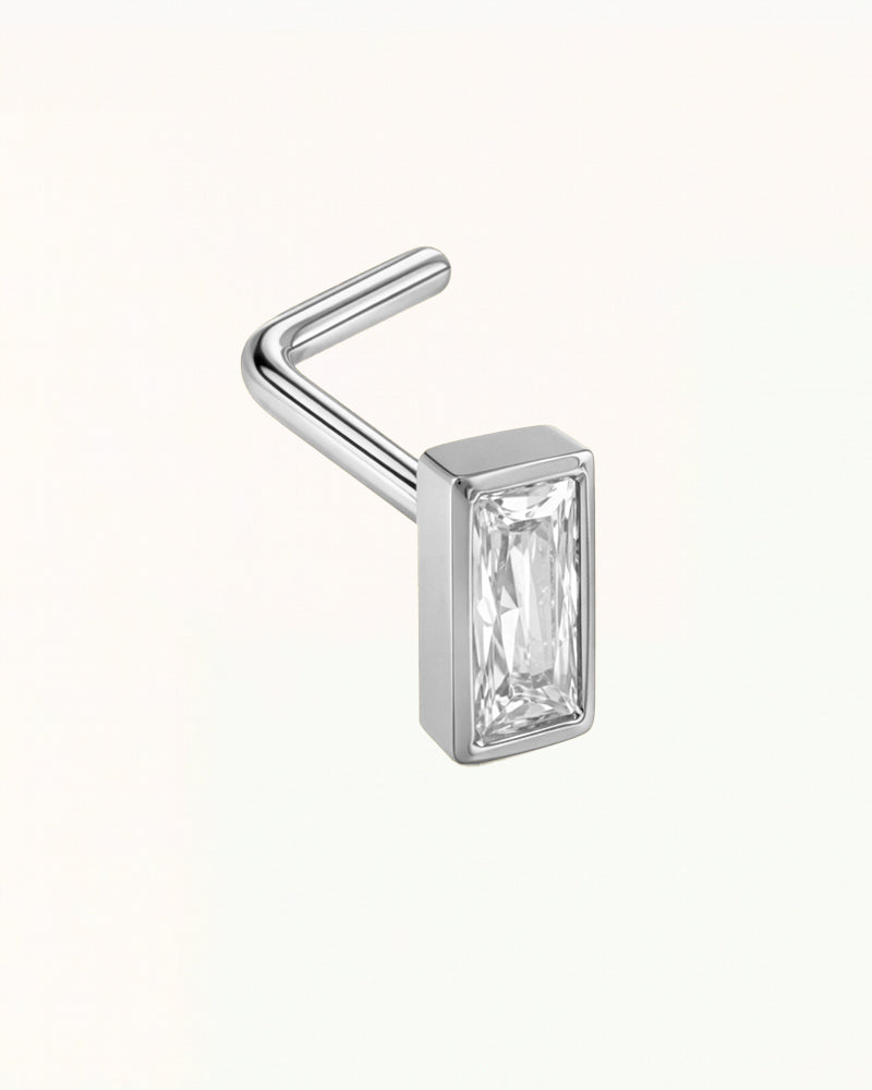 Nose piercing L-shape with rectangular crystal - Thalia