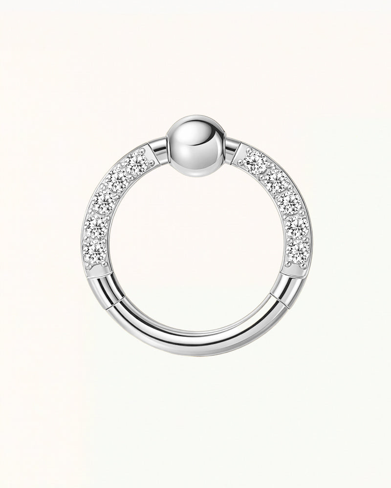 Ring Piercing with Click Closure and Crystals - Alice