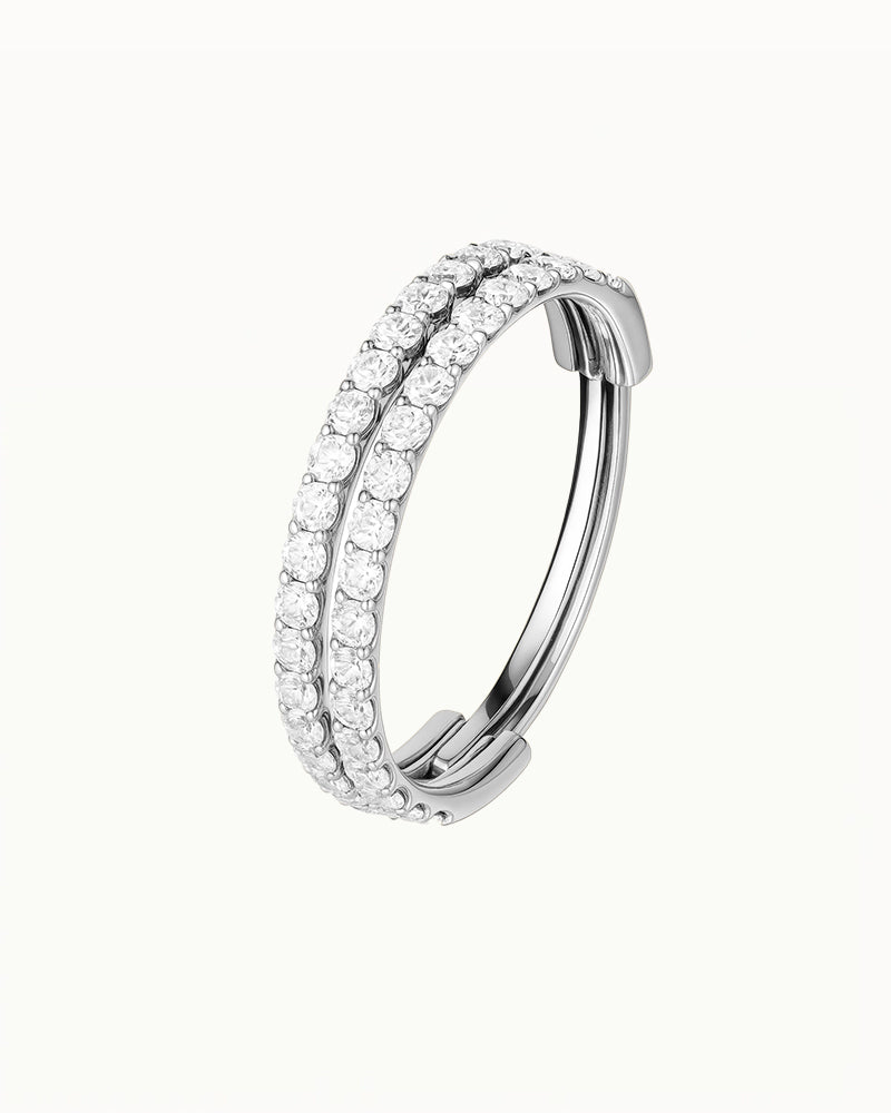 Titanium Piercing Click Ring with Double Row of Stones - Alina