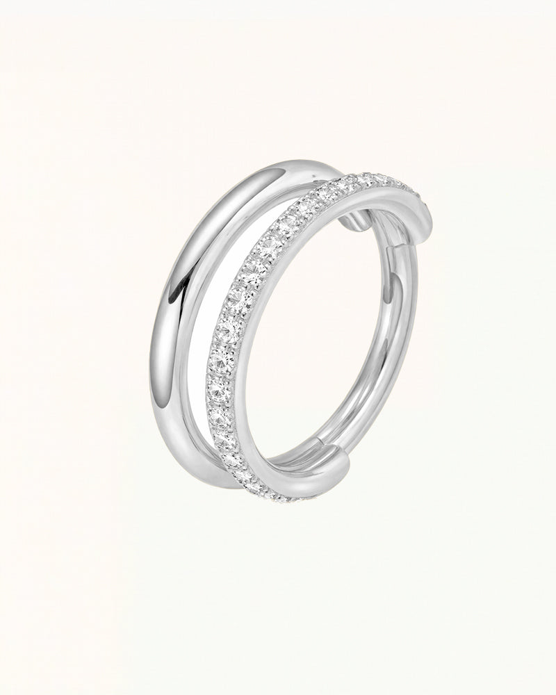 Ring piercing with outer ring and crystals - Elara