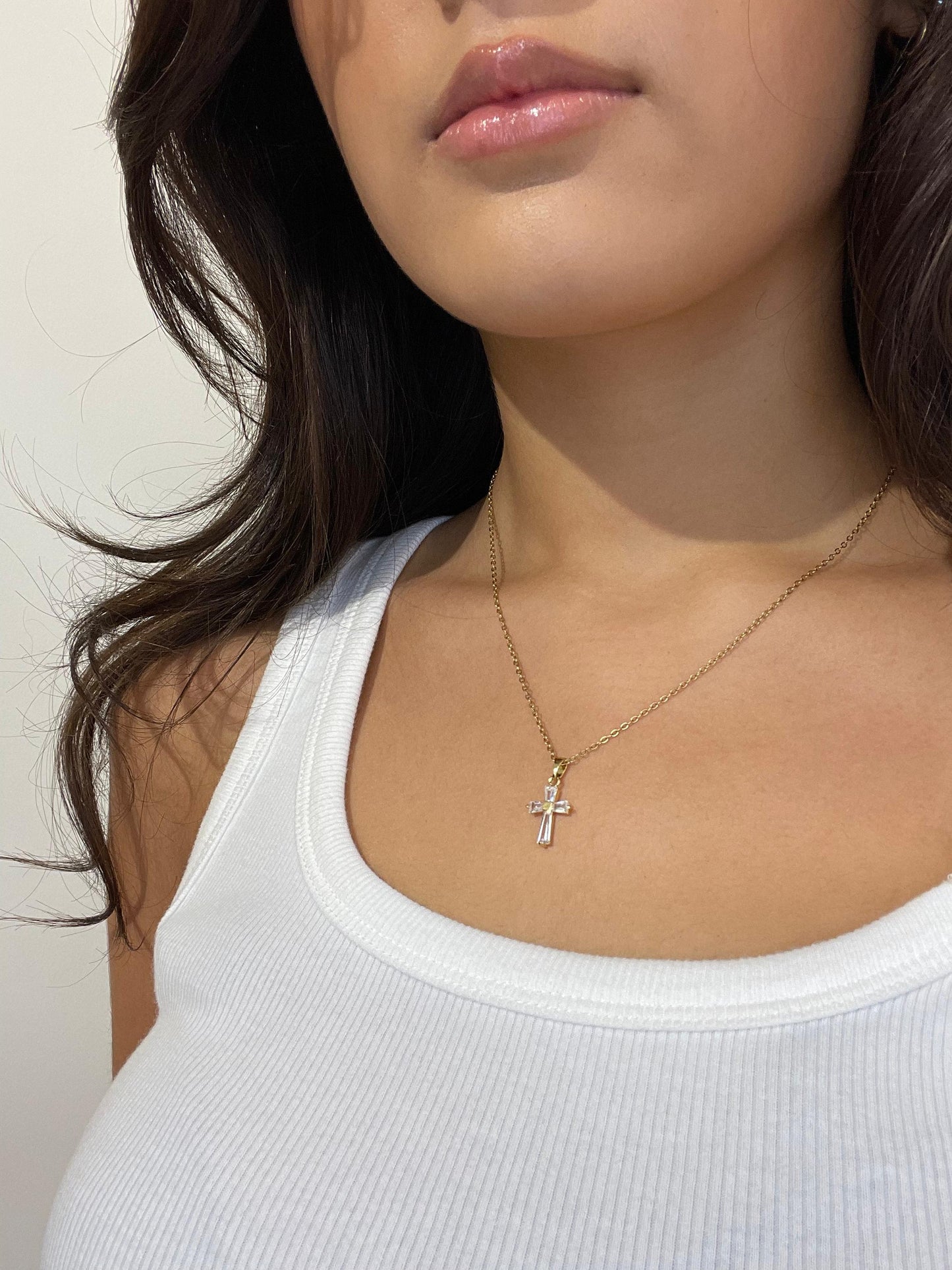 Crystal Cross Necklace - Lottie