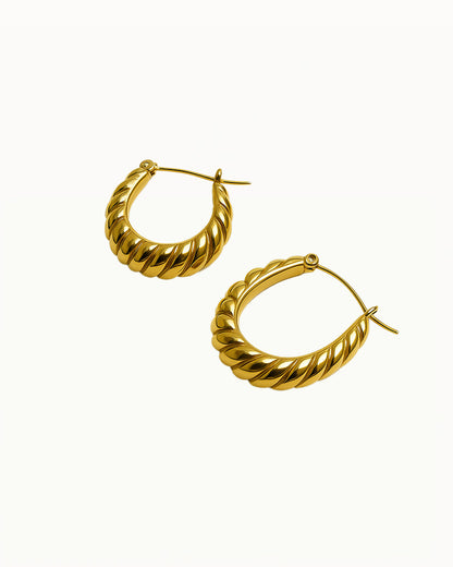 Ribbed Hoop Earrings - Amelia