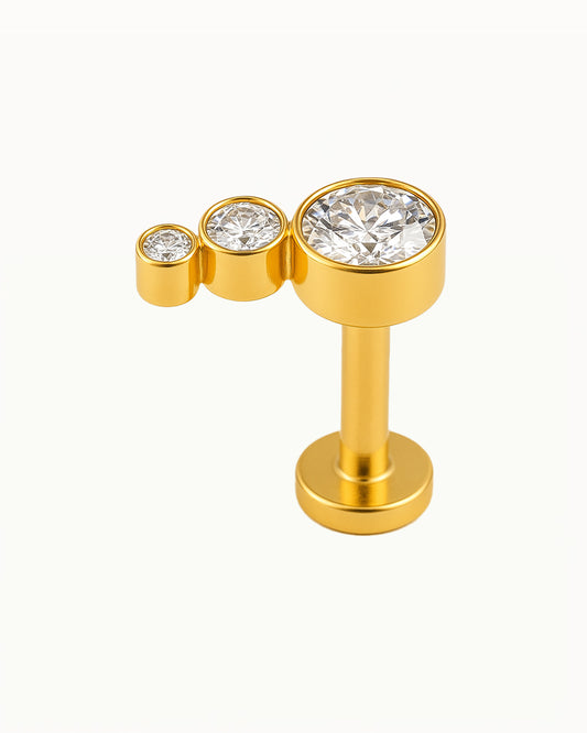 Titanium Piercing Minimalist Round Crystals - Isra
