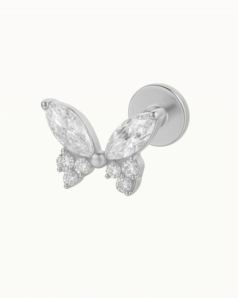 Titanium Vlinder Piercing met Kristallen - Lucina