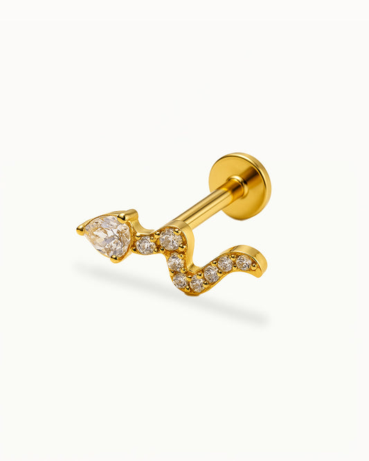 Titanium Snake Piercing with Crystals - Savannah