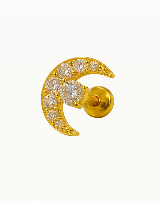 Titanium Moon Piercing in Crystals - Selin