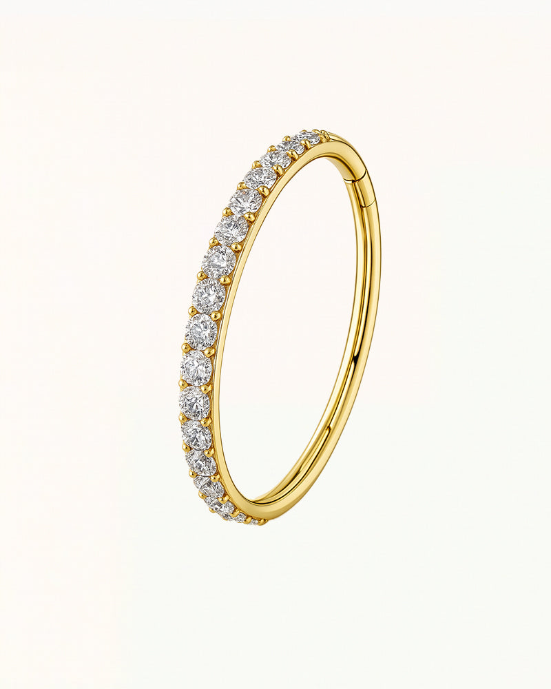 Titanium Double Ring Piercing with Crystals - Sylvana