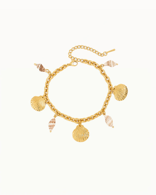 Goldenes Gliederarmband mit Muschelanhängern - Adisa
