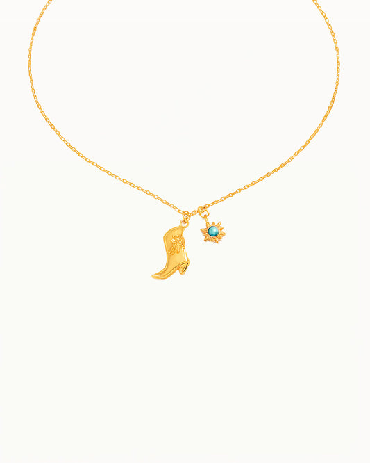 Goldkette mit Cowboystiefel und Sonnenanhänger - Dynthe