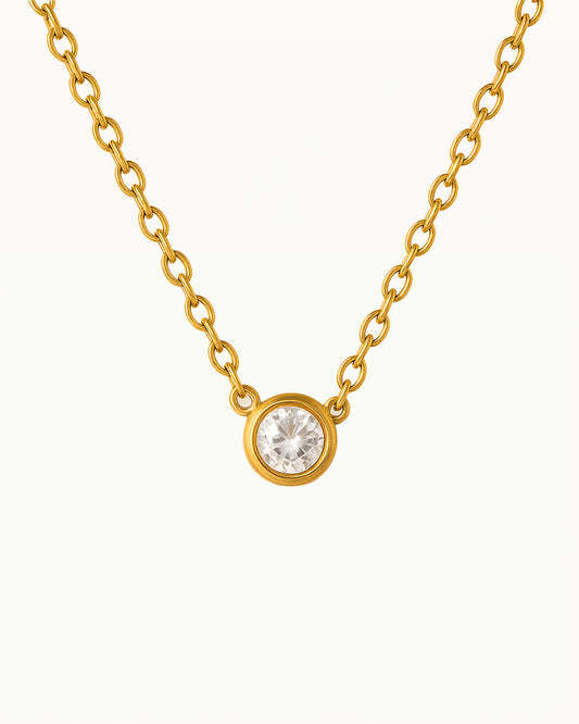 Goldkette mit rundem Stein - Justina
