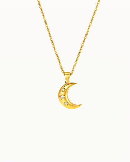 Golden Moon Necklace with Stones - Natasha