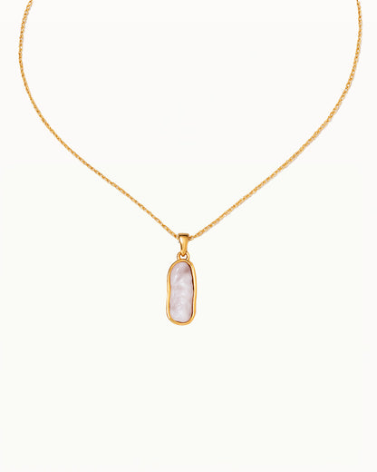 Gold Necklace with Elongated Natural Stone Pendant - Nikki