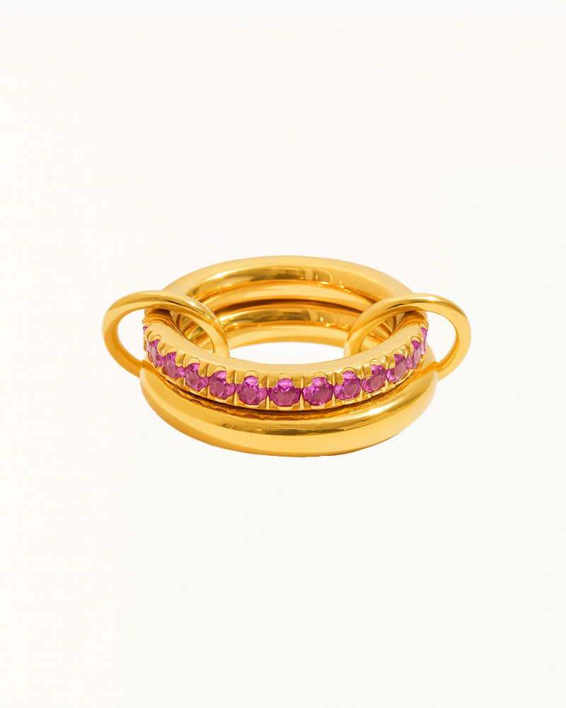 Gouden Ring met Verschillende Gekleurde Steentjes - Isabella - R78
