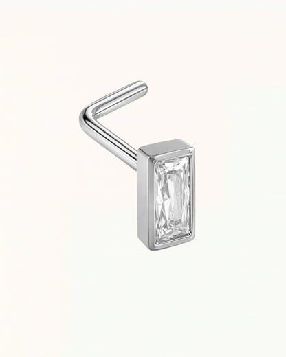 Nose piercing L-shape with rectangular crystal - Thalia