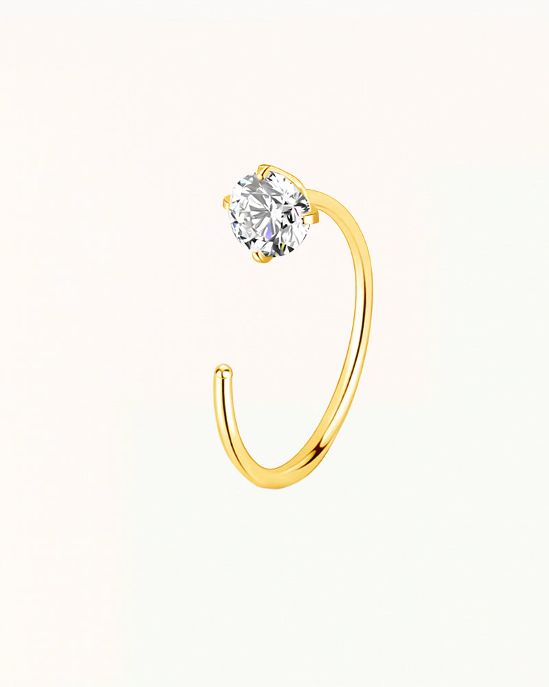 Nose Piercing Open Ring with Round Crystal - Xanthi