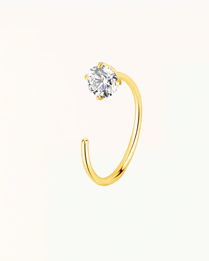 Nose Piercing Open Ring with Round Crystal - Xanthi