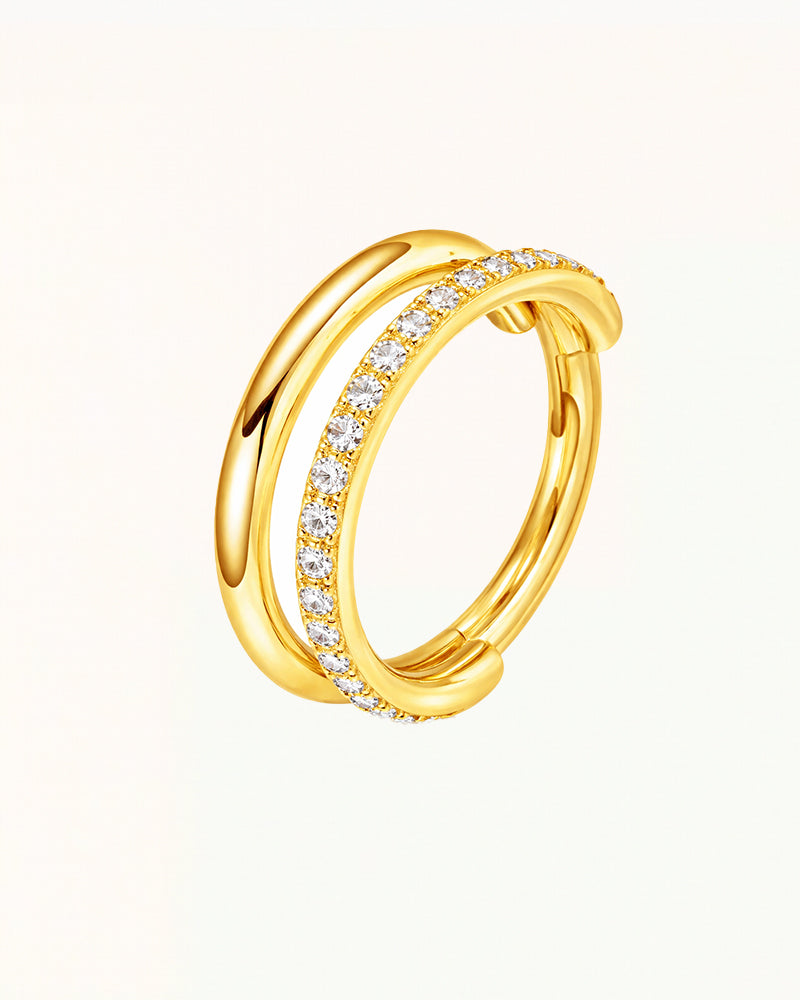 Ring piercing with outer ring and crystals - Elara