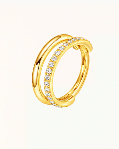 Ring piercing with outer ring and crystals - Elara