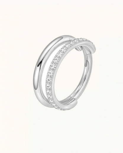 Ring piercing with outer ring and crystals - Elara