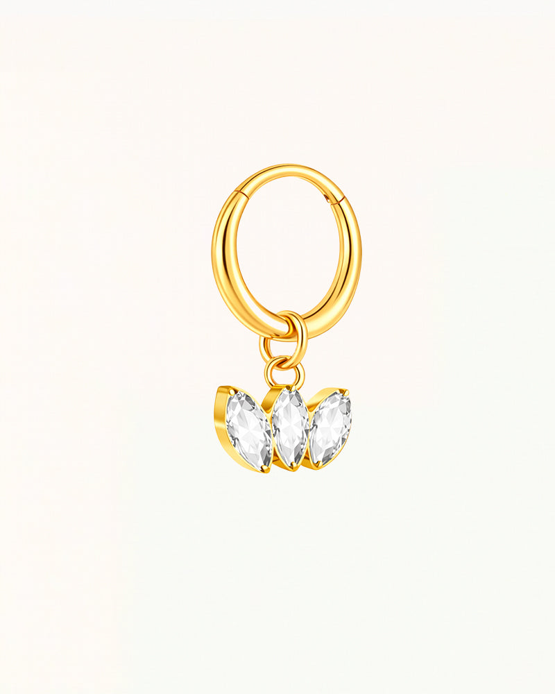 Titanium Clicker Piercing met Drie Marquise Stenen - Rebecca