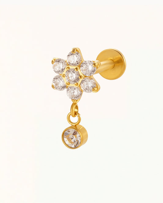 Titanium Flower Piercing with Pendant - Celine