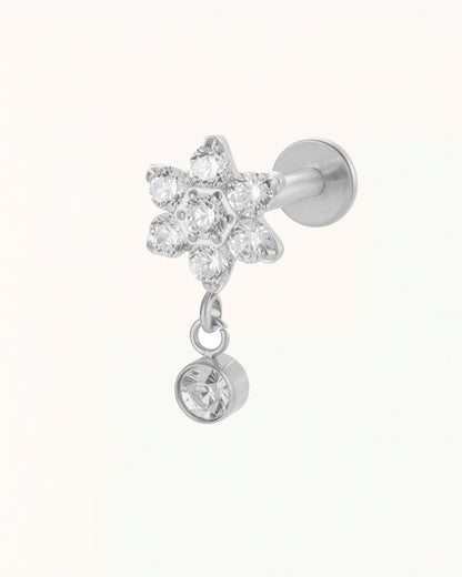 Titanium Flower Piercing with Pendant - Celine