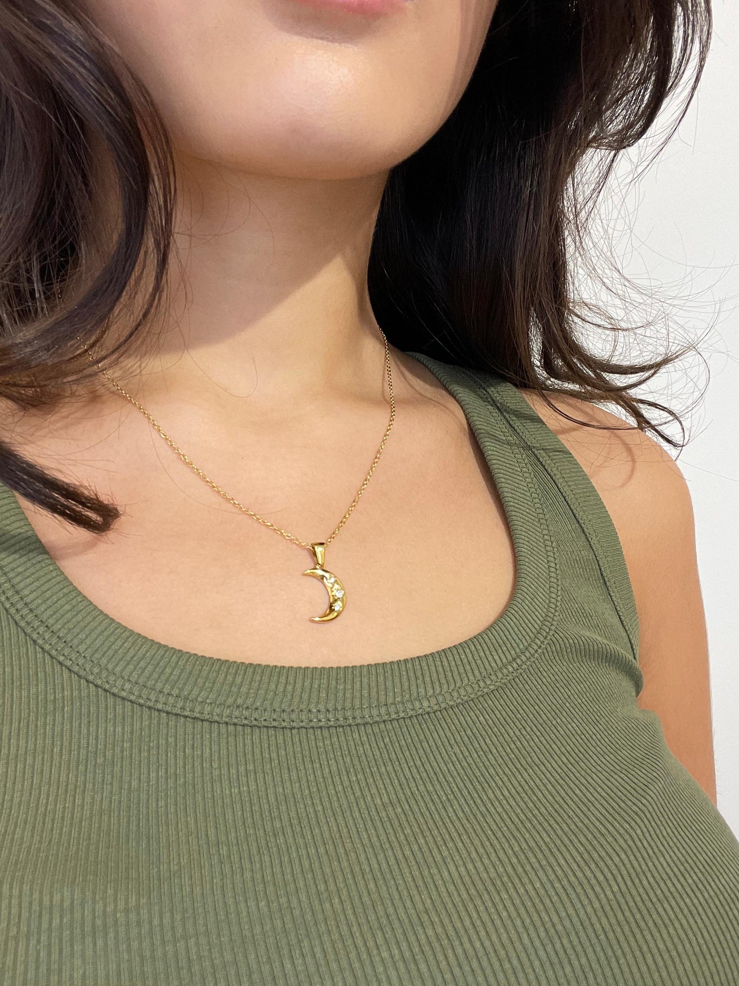 Golden Moon Necklace with Stones - Natasha